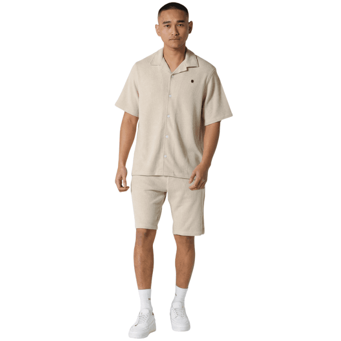 883 Police Ako Moko Ribbed Textured Beige Shirt Set