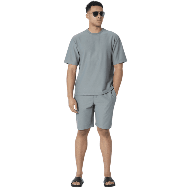 883 Police Aspwell Welland Waffle Textured Cool Grey Shorts Set 