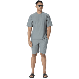 Aspwell Welland Waffle Textured Cool Grey Shorts Set 