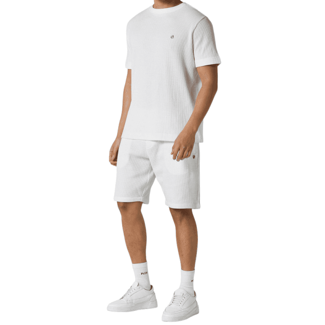 883 Police Botany Morlyn Waffle Textured White Shorts Set 