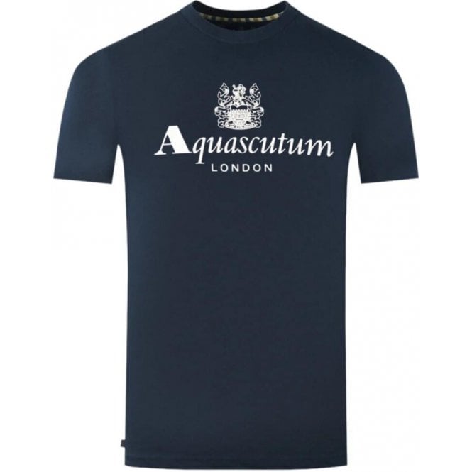 Aquascutum Cotton Print Logo Navy T-Shirt