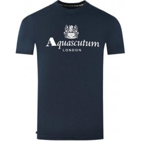 Cotton Print Logo Navy T-Shirt