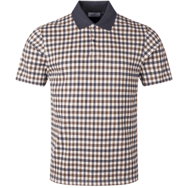 Micro Check Navy Polo Shirt