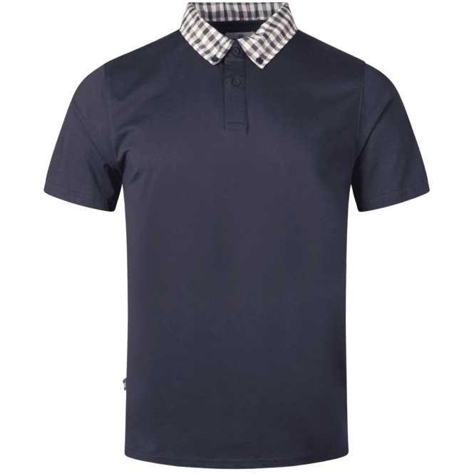 Aquascutum Supima Cotton Check Collar Navy Polo Shirt