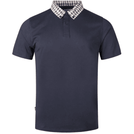 Supima Cotton Check Collar Navy Polo Shirt