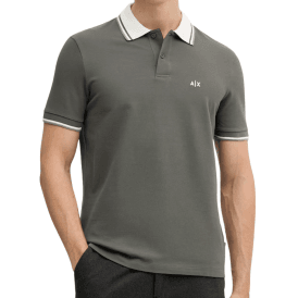 Collar Logo Khaki Green Polo Shirt