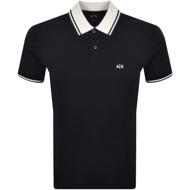 ARMANI EXCHANGE Collar Logo Navy Polo Shirt