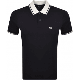 Collar Logo Navy Polo Shirt