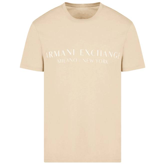 ARMANI EXCHANGE Cotton Milano/New York Logo Beige T-Shirt