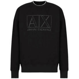 Cotton Outline Logo Print Black Sweatshirt