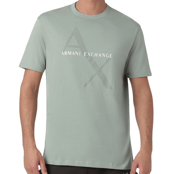 ARMANI EXCHANGE Cotton Printed Logo Granite Green T-Shirt