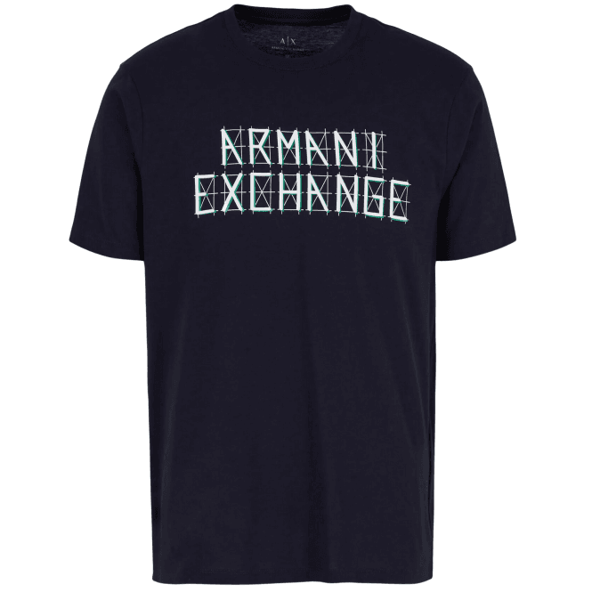 ARMANI EXCHANGE Cotton Printed Logo Navy T-Shirt