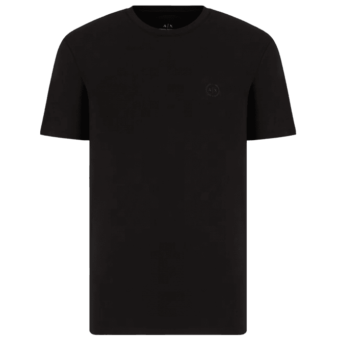 ARMANI EXCHANGE Cotton Stretch Ring Logo Black T-Shirt