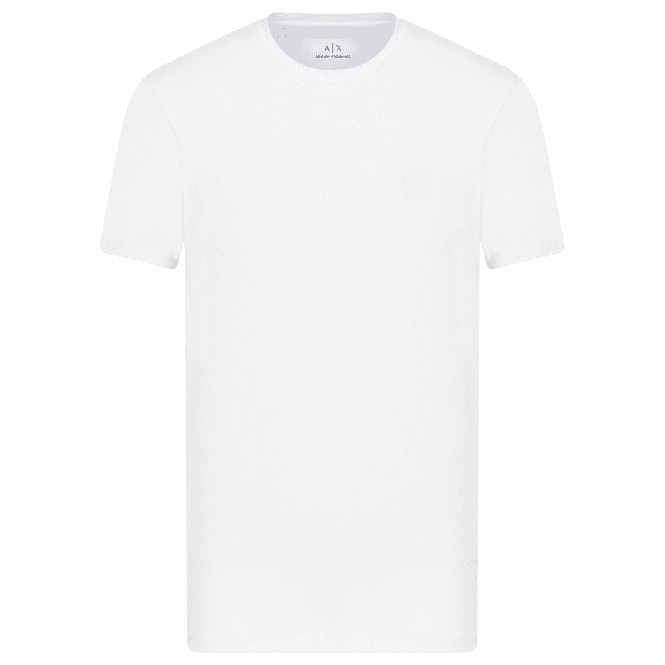 ARMANI EXCHANGE Cotton Stretch Ring Logo White T-Shirt