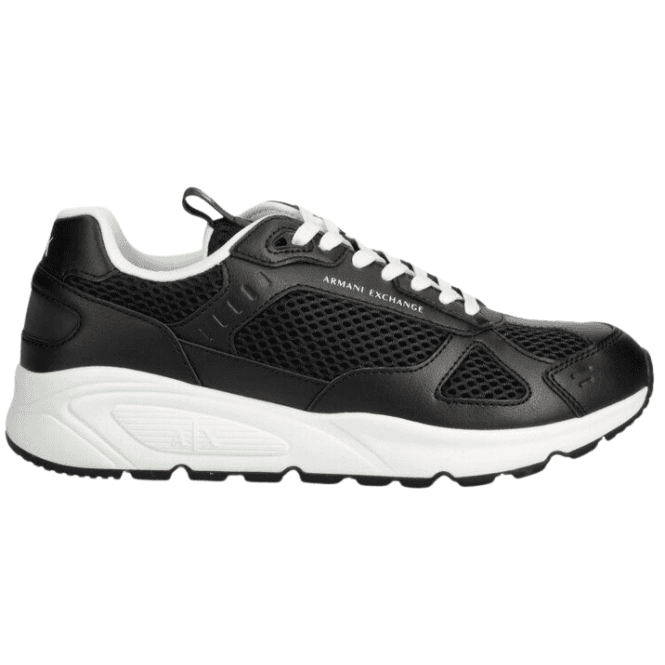 ARMANI EXCHANGE Eco Leather/Mesh Black Trainer