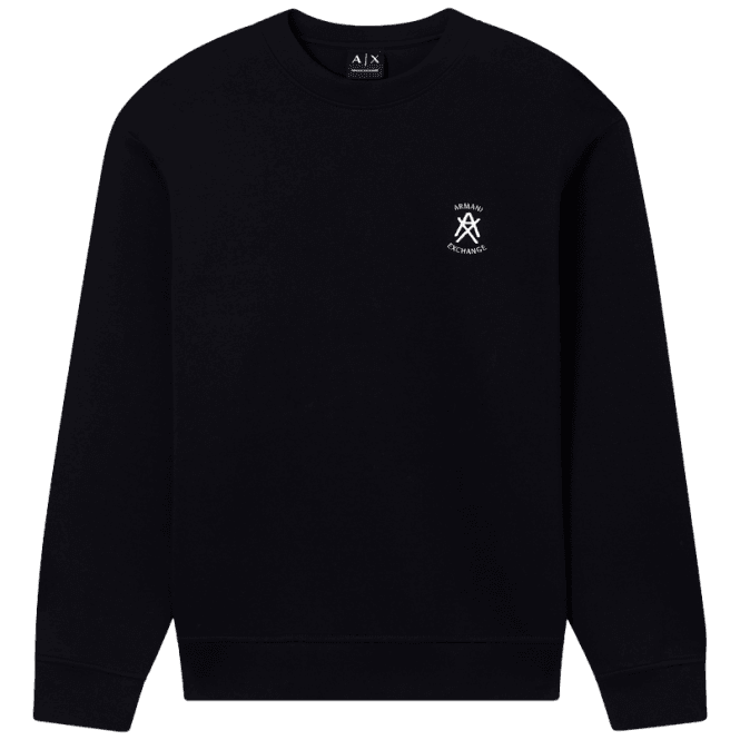 ARMANI EXCHANGE Embroidered Logo Black Sweatshirt 