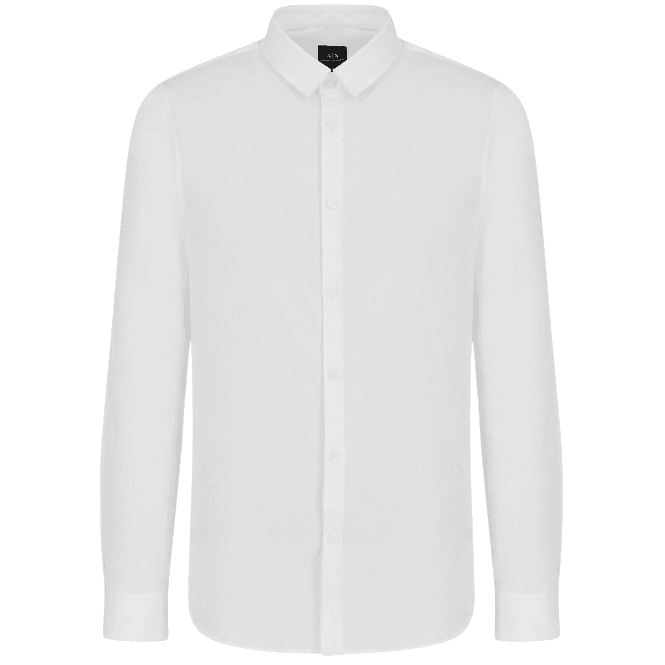 ARMANI EXCHANGE Embroidered Logo Button Up White Shirt