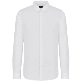 Embroidered Logo Button Up White Shirt