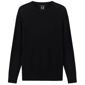 Embroidered Logo Fine Knit Black Knitwear Jumper