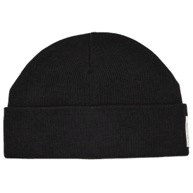 Embroidered Tab Logo Black Beanie Hat