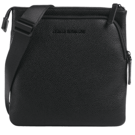 Grained Metal Logo Black Crossbody Bag