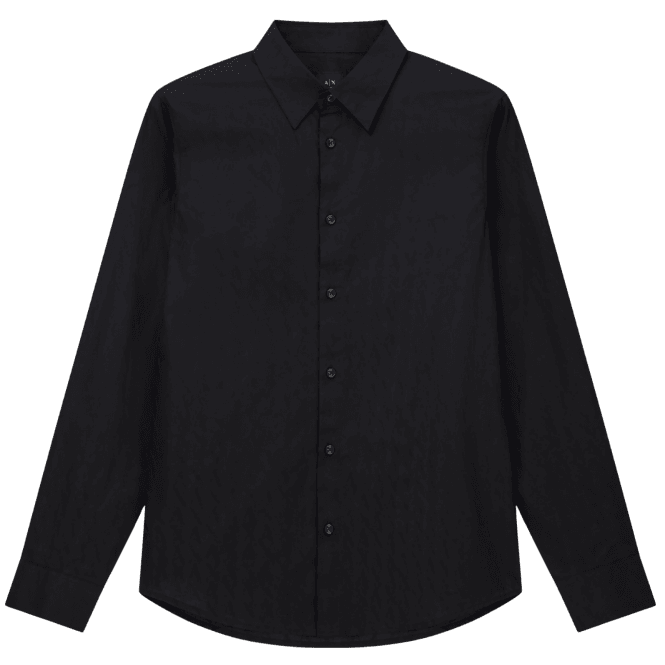 ARMANI EXCHANGE Jacquard Monogram Logo Black Shirt
