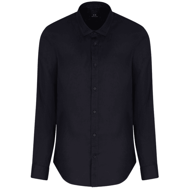 ARMANI EXCHANGE Linen Long Sleeve Black Shirt