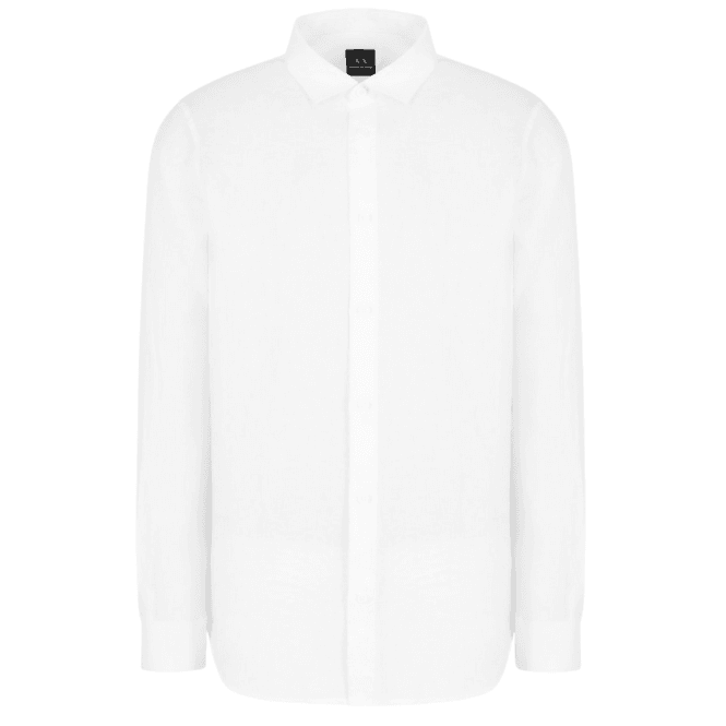 ARMANI EXCHANGE Linen Long Sleeve White Shirt