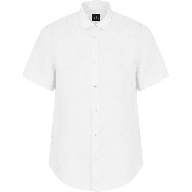 ARMANI EXCHANGE Linen Short Sleeve Light Blue Shirt