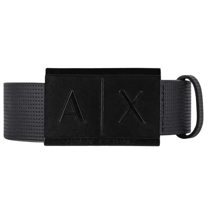 ARMANI EXCHANGE Matte Black Buckle Leather Belt