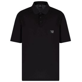 Mercerized Cotton Rubber AX Black Polo Shirt