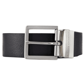 Metal Buckle Black Leather Belt 