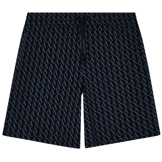 ARMANI EXCHANGE Monogram All Over Black Shorts
