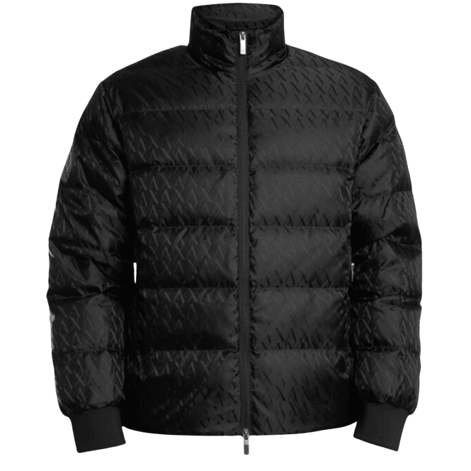 ARMANI EXCHANGE Monogram Nylon Black Puffer Jacket