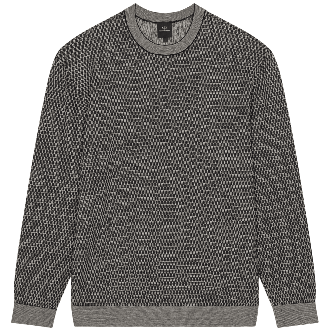 ARMANI EXCHANGE Navy/Brown Pattern Knitwear Jumper