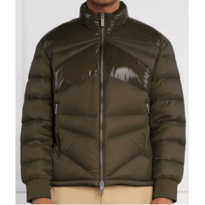 ARMANI EXCHANGE Nylon Glossy Green Down Puffer Jacket