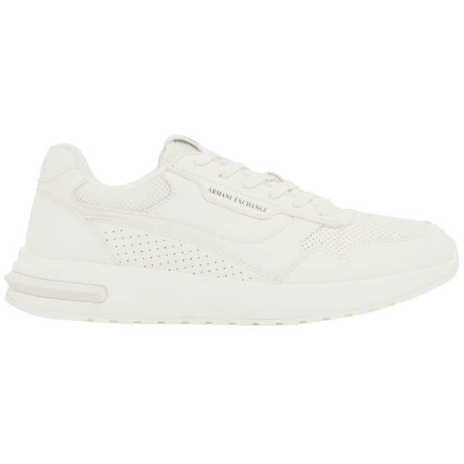 ARMANI EXCHANGE Perforated Leather Triple White Runner Sneaker