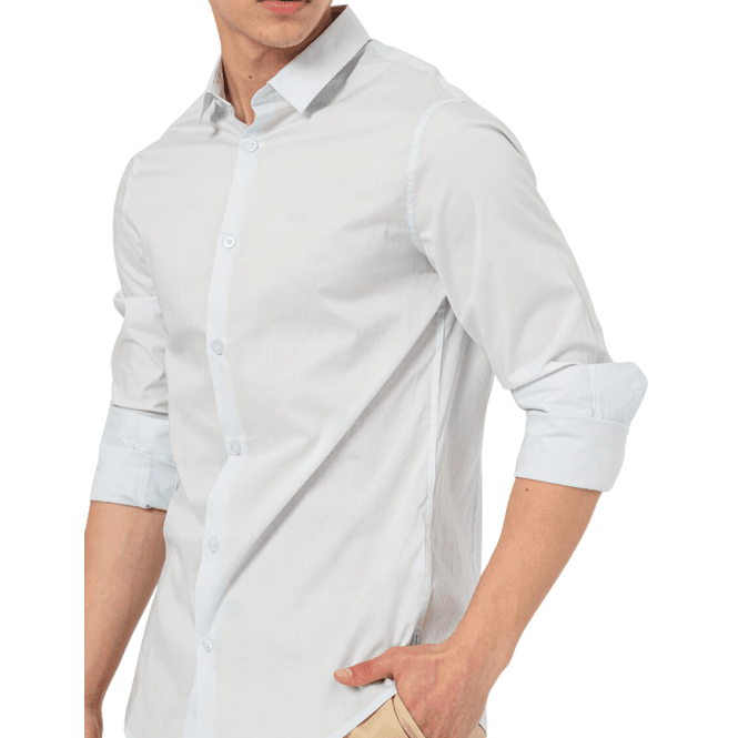 ARMANI EXCHANGE Print Logo Button Up Light Blue Shirt