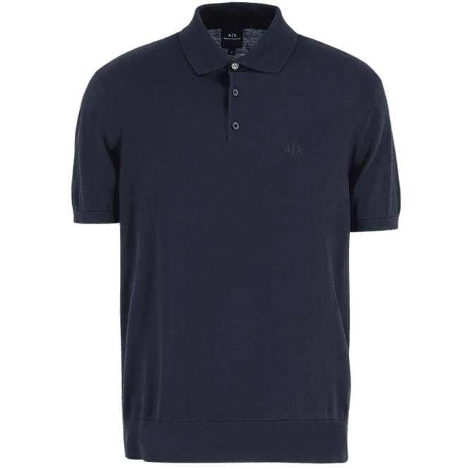 ARMANI EXCHANGE Regular Fit Embroidered Logo Knitted Navy Polo Shirt