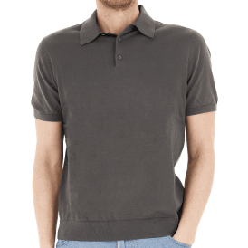 Regular Fit Embroidered Logo Knitted Raven Grey Polo Shirt