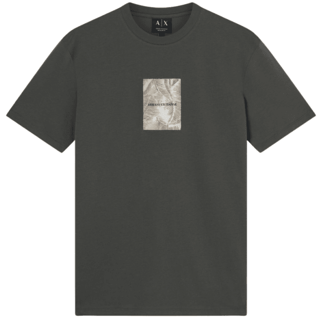 ARMANI EXCHANGE Regular Fit Leaf Logo Green T-Shirt