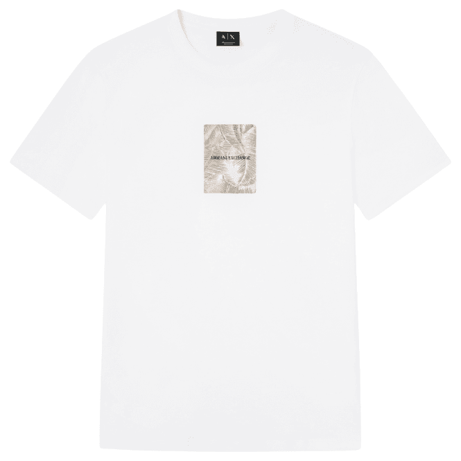 ARMANI EXCHANGE Regular Fit Leaf Logo White T-Shirt