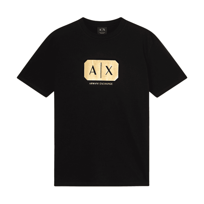 ARMANI EXCHANGE Regular Fit Metallic Logo Black T-Shirt
