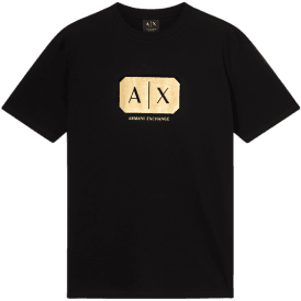 Regular Fit Metallic Logo Black T-Shirt