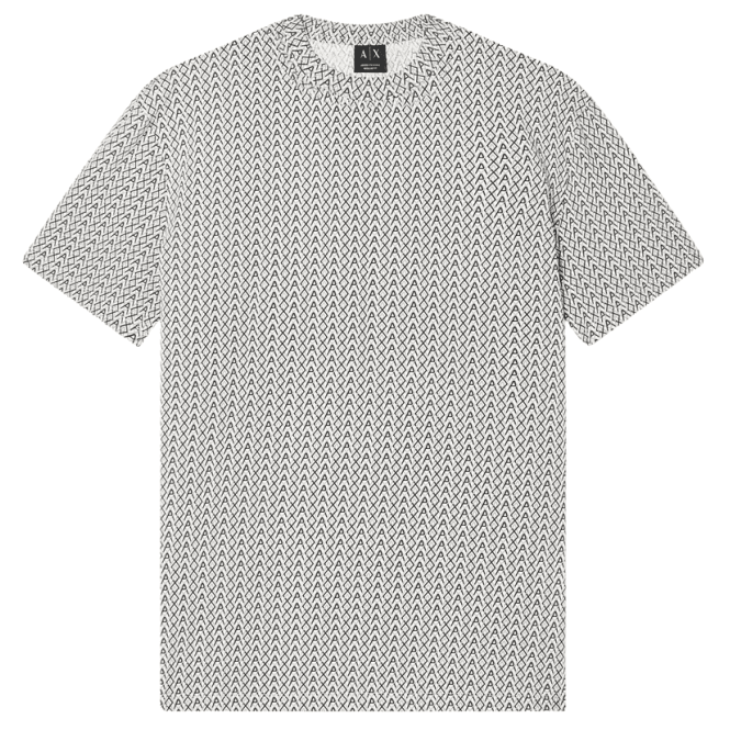 ARMANI EXCHANGE Regular Fit Monogram Logo Beige T-Shirt