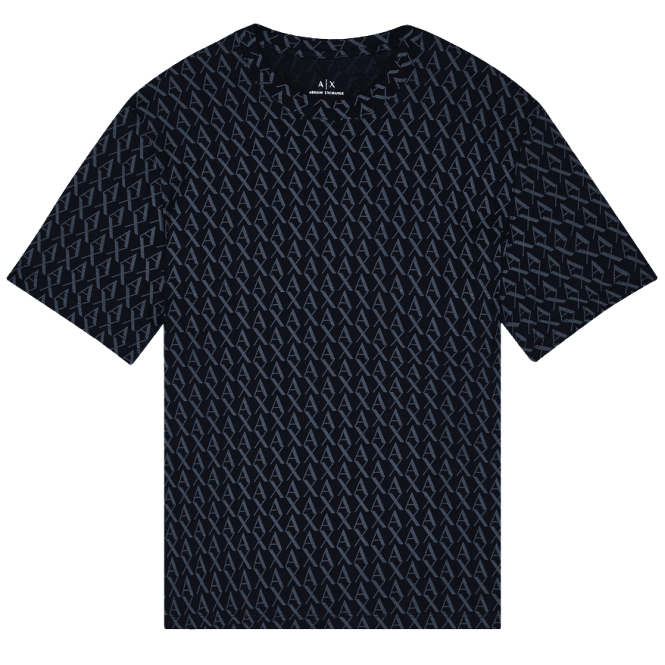 ARMANI EXCHANGE Regular Fit Monogram Logo Black T-Shirt
