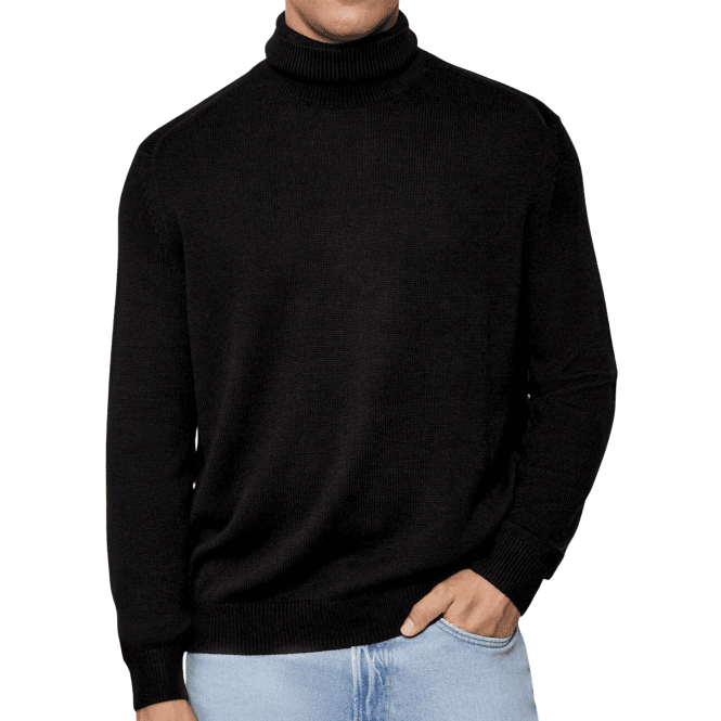 ARMANI EXCHANGE Ribbed Knit Turtle Neck Black Knitwear Jumper