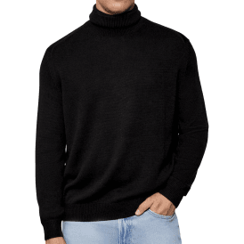 Ribbed Knit Turtle Neck Black Knitwear Jumper