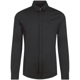 Rubber Logo Button Up Black Shirt