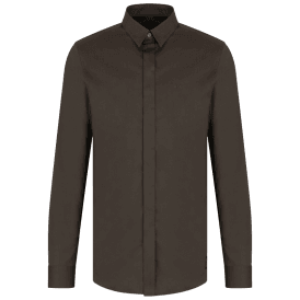 Rubber Logo Button Up Khaki Shirt